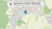Eine Karte samt Standortmarkierung des Sportzentrums Kleve-Oberstadt