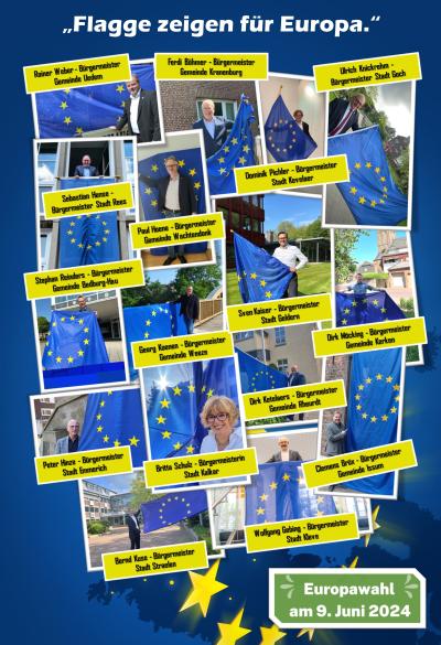Bürgemeister im Kreis Kleve zeigen Flagge für Europa