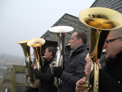 Musikbläser auf der Klever Burg